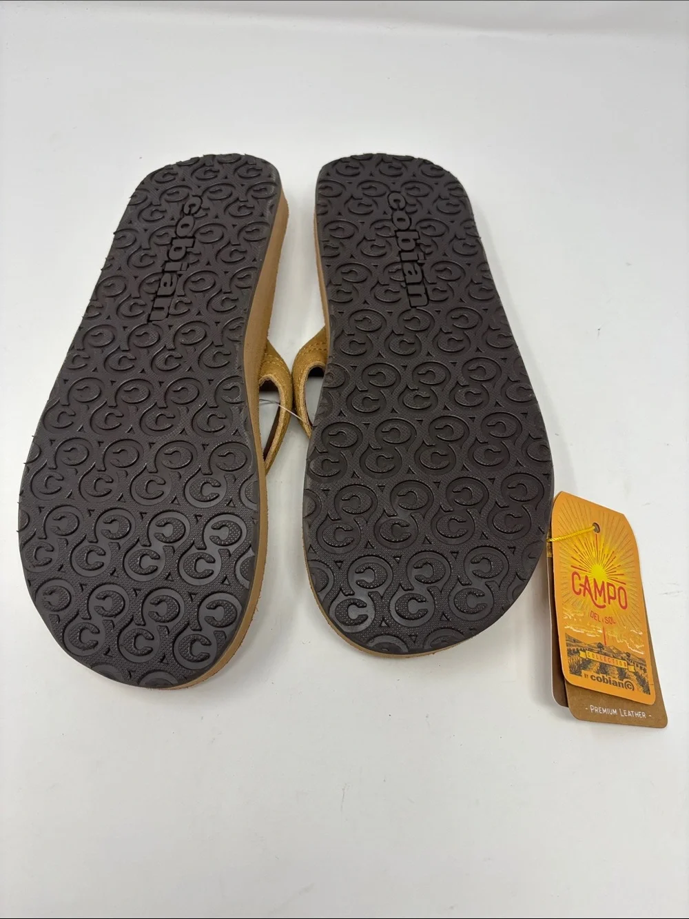 New Campo Del Sol by Cobian | Brown Leather Suede-Trim Flip Flops sandals tan